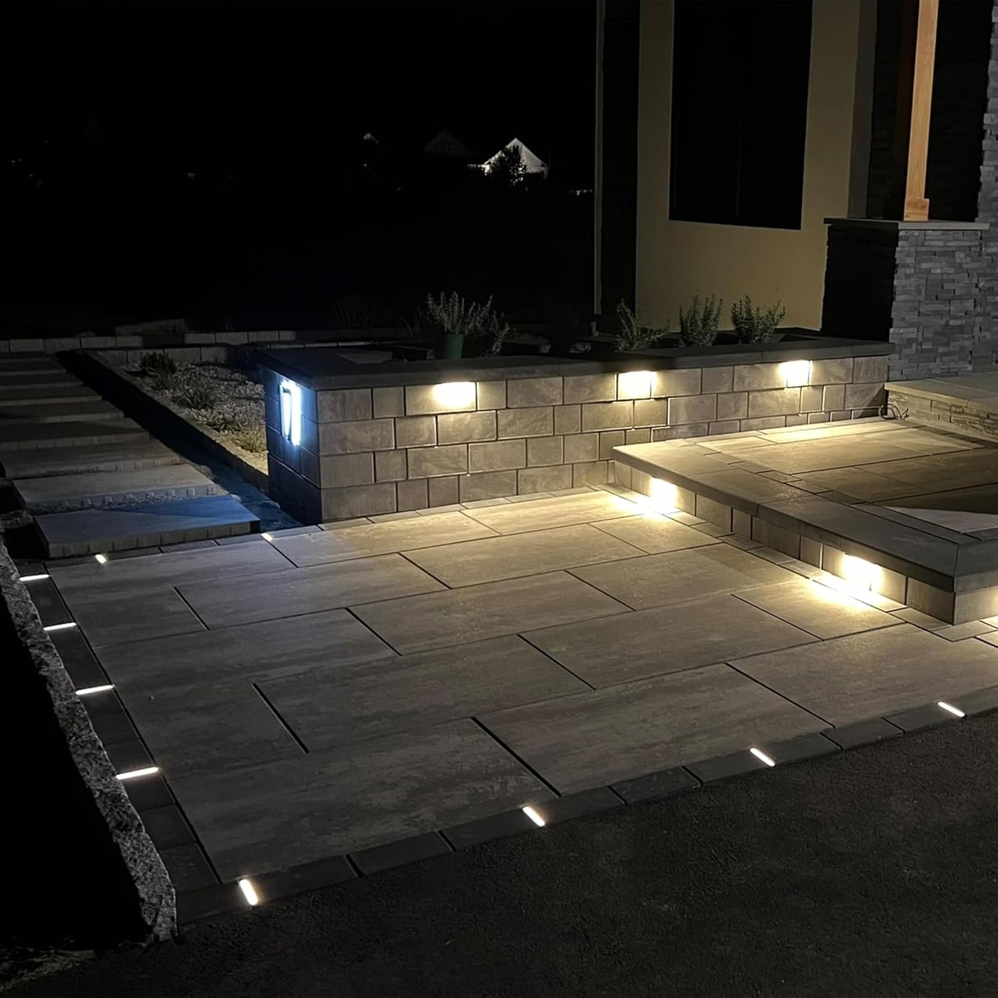 LUMENGY Paver Light Slim 0.5x9 Inch (0.55X8.85X2.2) Glare-Free Steel Brick Lighting for Pavers, Walls, Driveway & Pathway Borders 2700K Warm White, Waterproof IP67, Drive-Over Rated - 12V AC/DC