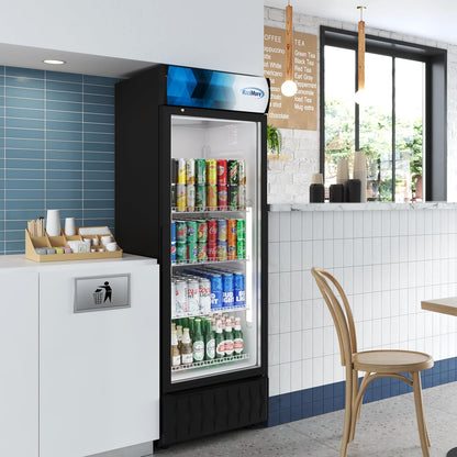KoolMore DGDR-1D-12C 24 in. 12 Commercial One Glass Door Beverage Display Merchandiser Refrigerator Cooler, ETL Listed in Black, 12.1 cu. ft