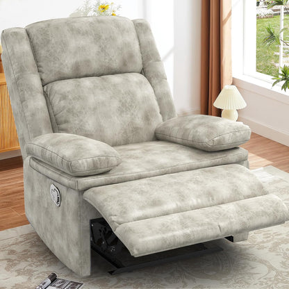 Recliner Chair for Adults, Oversized Manual Pull Tab Reclining Chair, 2-Tier Cushions, Minimalist Style Single Sofa for Living Room, RV (Polished Microfiber)