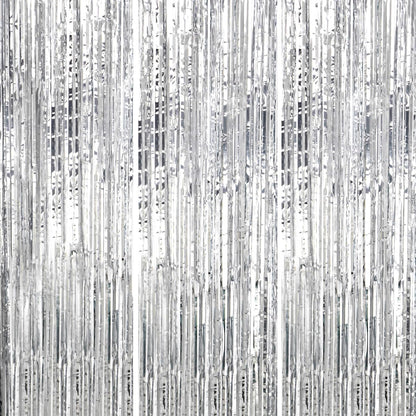 3 Pack Foil Fringe Backdrop - Silver Shiny Tinsel Curtains for Party Decoration/Photo Booth Props - 3.3x8.2 FT Metallic Foil Backdrop for Birthday, Wedding, Graduation, Christmas.