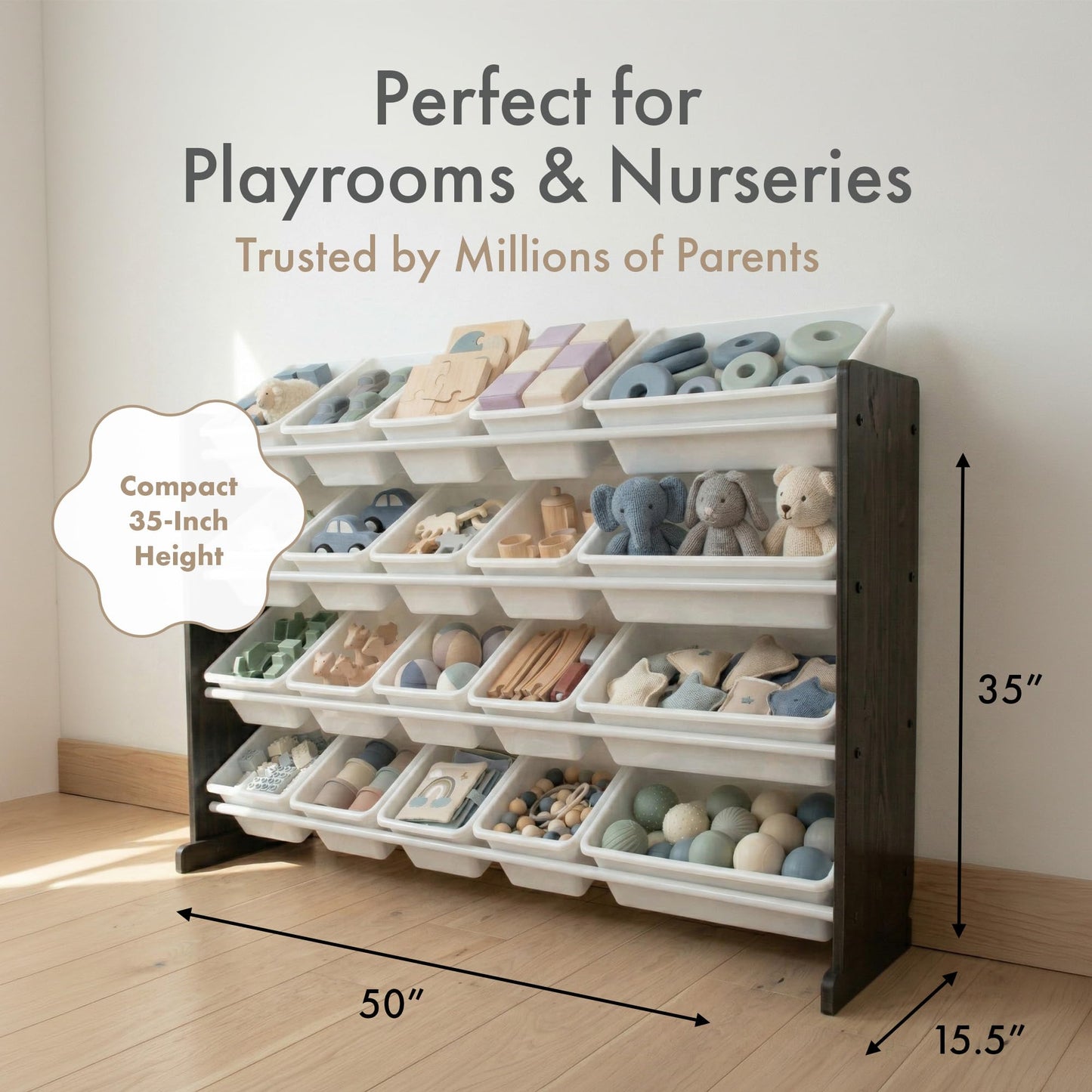 Humble Crew Kids Toy Organizer with 20 Bins, 4 Tier Storage for Playroom