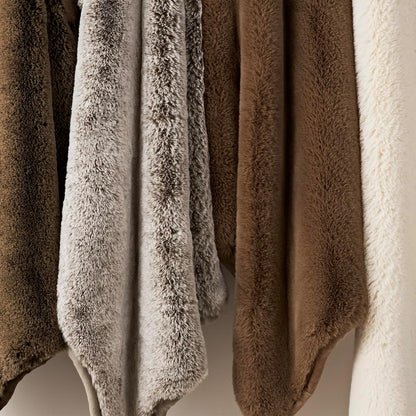 Luxury Soft Faux Chinchilla Fur Throw Blanket for Couch, Warm Thick Heavy Winter Throw Blanket 1220GSM for Bed, Fluffy Cozy Mink Blanket with Reversible Velvet, Tawny Mink, 50"x60"