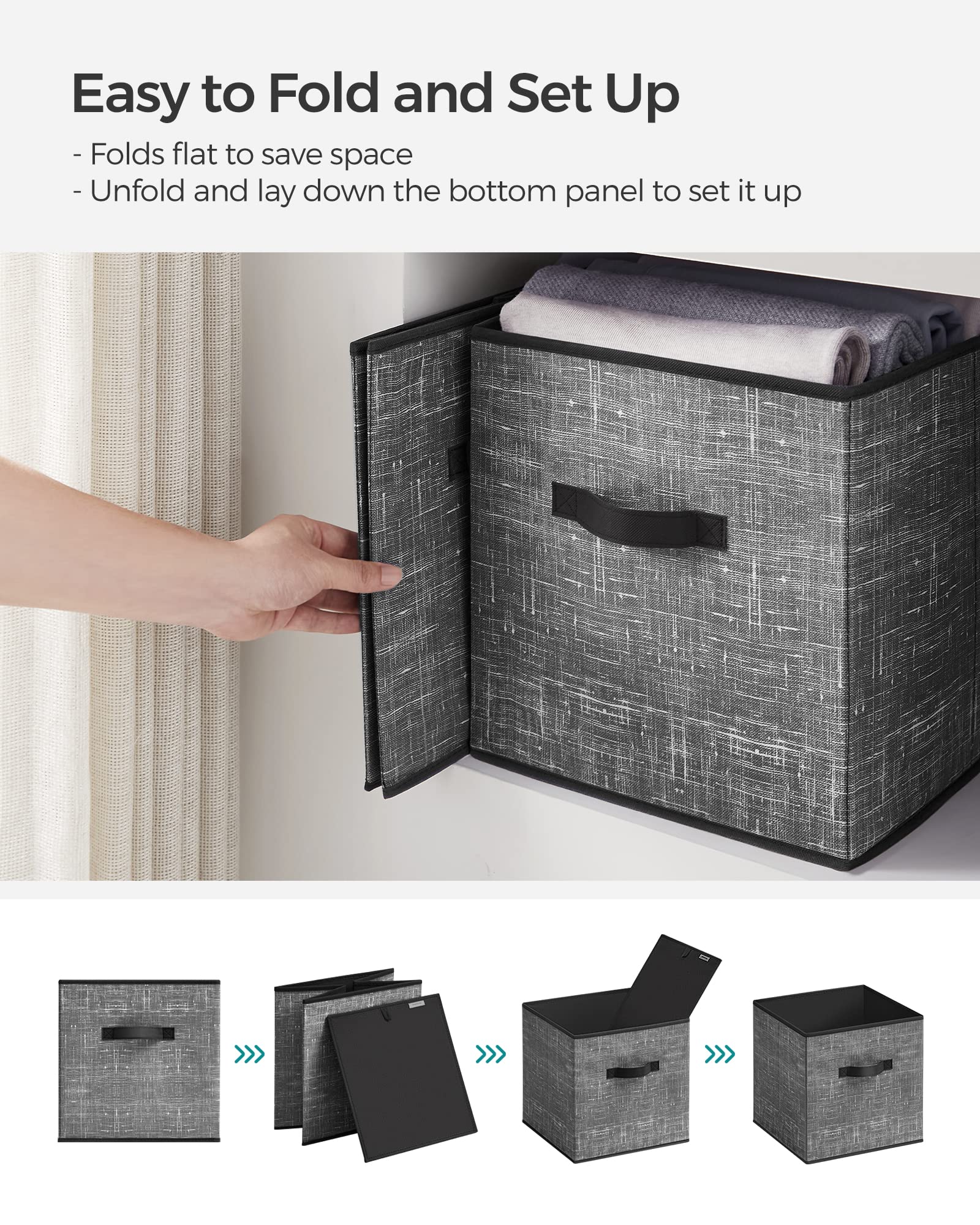 SONGMICS Storage Cubes, Set of 6, 13-Inch Foldable Closet Organizers