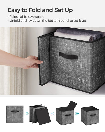 SONGMICS Storage Cubes, Set of 6, 13-Inch Foldable Closet Organizers