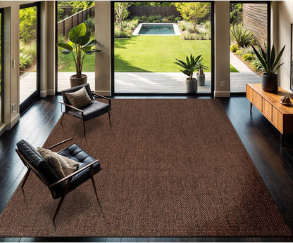 CAMILSON Easy Jute Rug 6x9, Indoor Outdoor Brown Color Fiber Area Rugs for Living Room Patio and Kitchen Rug, Solid Boho Woven Design, Easy-Cleaning, Washable Outside Carpet Alfombras (6 x 9)