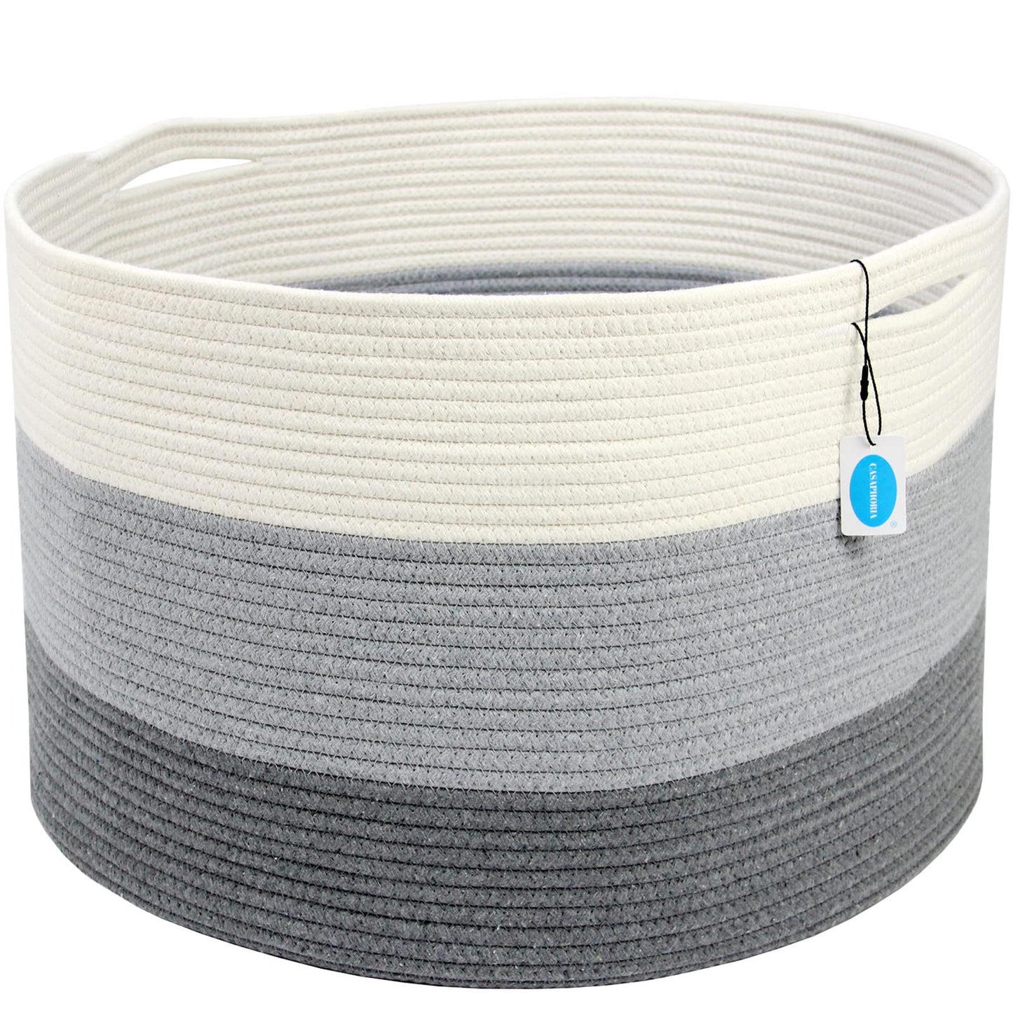 Casaphoria XXXLarge Cotton Rope Basket for Living Room - Woven Storage Basket with Handle for