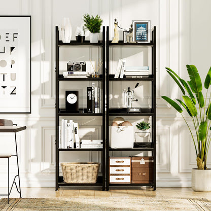 NUMENN Narrow Bookshelf, 5 Tier Bookshelves, Home Office Bookcase Shelf Storage Organizer, Free Standing Storage Shelving Unit for Bedroom, Living Room and Home Office, Black