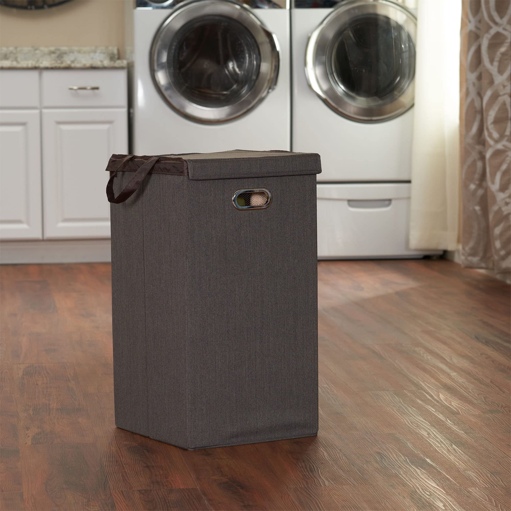 Household Essentials Laundry Hamper with Lid, Removable Mesh Liner, and Magnetic Closure, Gray