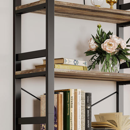 IRONCK Bookshelf, 31.5in Wide Shelf 6 Tier Bookcase, 110lbs/shelf Vintage Industrial Style Bookshelves for Bedroom, Living Room and Home Office, Industrial Brown