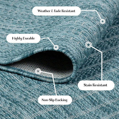 Adiva Rugs Outdoor Indoor Area Rug, Weather Resistant, Easy to Clean, Stain Resistant Floor Mat for Dining Room, Backyard, Deck, Patio (Aqua Weiss, 2' x 3')