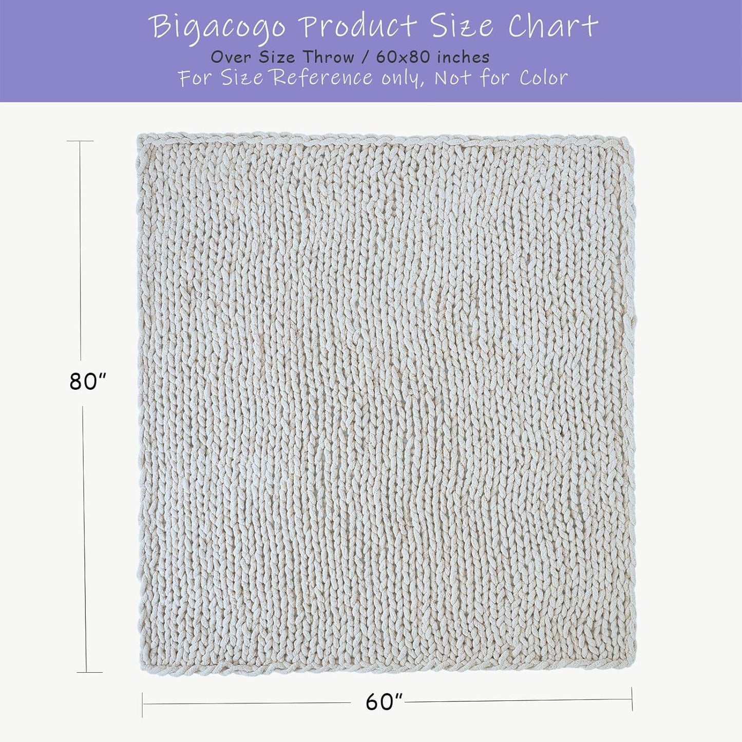 Bigacogo Chunky Knit Throw Blanket for Couch, 60x80 inches, 100% Hand Knitted with Thick Jumbo Chenille Yarn, Cozy Soft Large Rope Knot Cable Crochet Blankets for Sofa Bed Living Room, Navy Blue