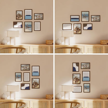 HAUS AND HUES Walnut Oak Wood Gallery Wall Tabletop Frames Made with Real American Oak and Shatter-free Plexiglass - Set of 6 (Four 4x6, Two 5x7, Framed Walnut)