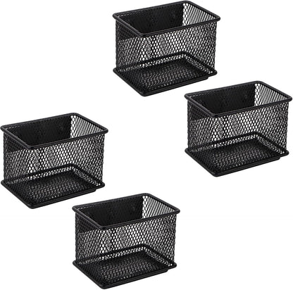 Black Basket Set of 4, Magnetic Pen Holder for Refrigerator, Heavy Duty Baskets, Holder for Locker Whiteboard Office, 3.42'' 2.36'' 2.55''