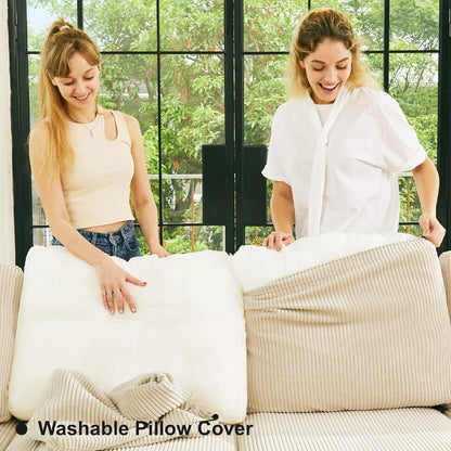 Belffin Large 15 Seat Modular Sectional Sofa with Storage Seat Corduroy Sleeper Sectional Sofa Bed Oversized Convertible Modular Couch for Living Room Beige