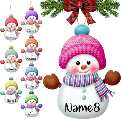 Personalized Christmas Ornaments with Names Snowman Custom Family Ornament Customized Xmas Tree Hanging Wood Decoration Gift 3.15"（8cm） Rose