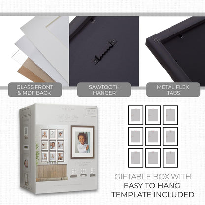 Sheffield Home 9 Piece Gallery Wall Frame Set, 11x14 Inch, Dark Oak