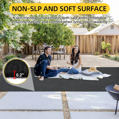 Marine Carpet, 5 FT x 25 FT Black Indoor/Outdoor Rug, 0.2" Thick, Non-Slip, Waterproof