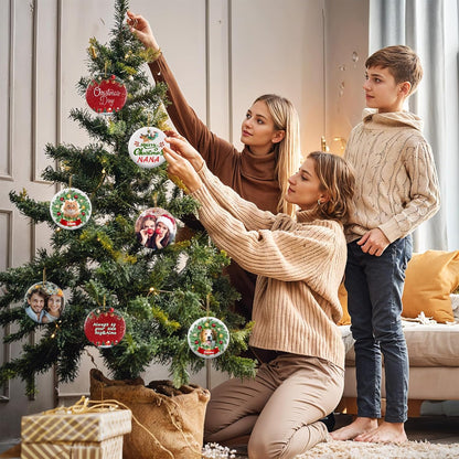 Personalized Christmas Ornaments 2025 - Custom Double-Sided Photo Ceramic Xmas Tree Hanging Decor, Unique for Family Friends (A01-Ceramic Style)