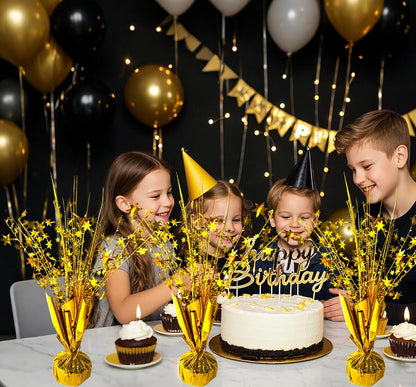 12 Pack Metallic Foil Spray Centerpiece Star Table Decoration Burst Table Centerpieces for Birthday Wedding Anniversary Graduation Holiday Party Supplies Decor, Gold