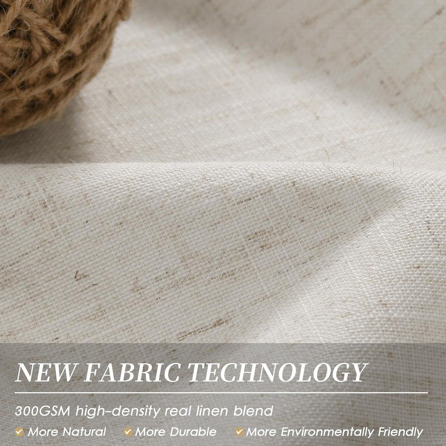 100 Inch Blackout Curtains 2 Panels Set Back Tab Thermal Insulated Natural Linen Textured Black Out Curtains Noise Reducing Cream Colored Neutral Living Room Darkening Window Drapes Pleated 52x100