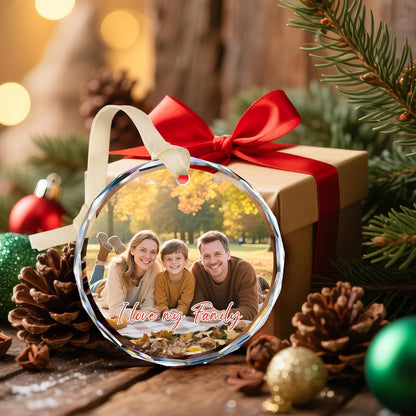 Personalized Christmas Ornaments with Photo - Custom Picture Text Ornament for Christmas 2025, Customized Crystal Xmas Tree Decor - Wedding Gifts for Couples, Engagement Gifts for Couples