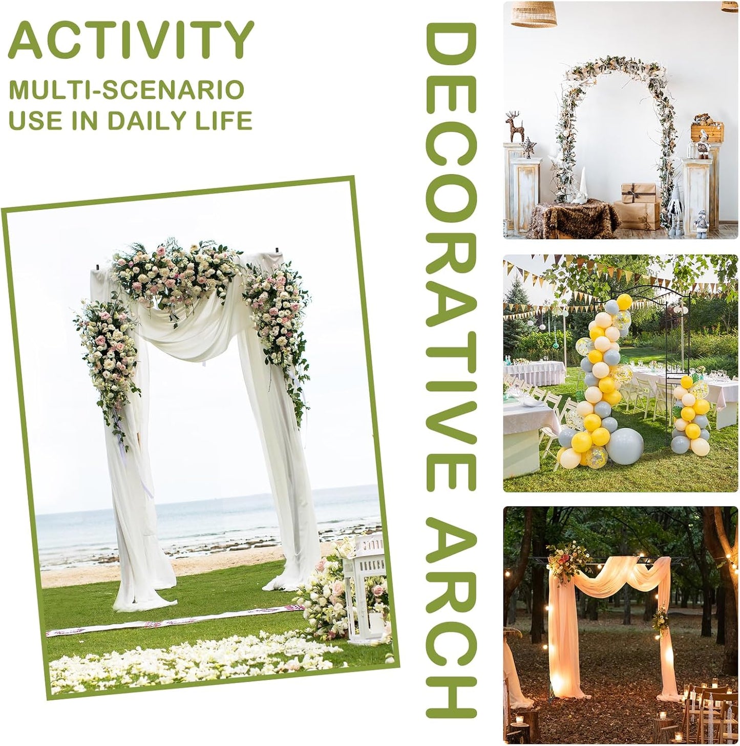 Outvita 7.5Ft Garden Arch Arbor, Steel Frame Stand Trellis, Arbour Archway for Wedding Ceremony Decoration Plant Climbing Rose Vines Lawn Courtyard Patio Pathway Black