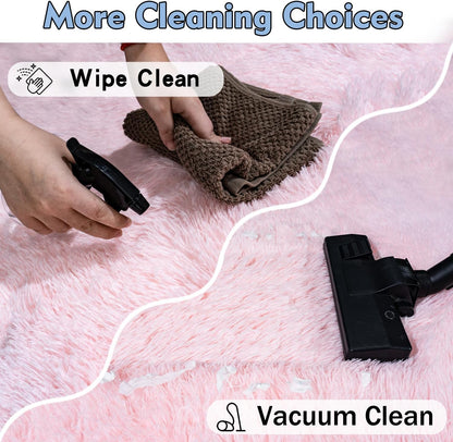 Rezutan Ultra Soft Pink Rugs for Bedroom 6x9 Feet, Fluffy Shag Area Rugs for Living Room, Large Comfy Furry for Girls Kids Baby Room Decor Teenage Pastel Princess Rug, Non Slip Nursery Classroom