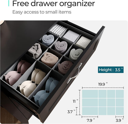 LINSY HOME Dresser for Bedroom, 5 Drawer Dresser with Metal Handles, Tall Chest of Drawers for Living Room, Entryway and Hallway, Black