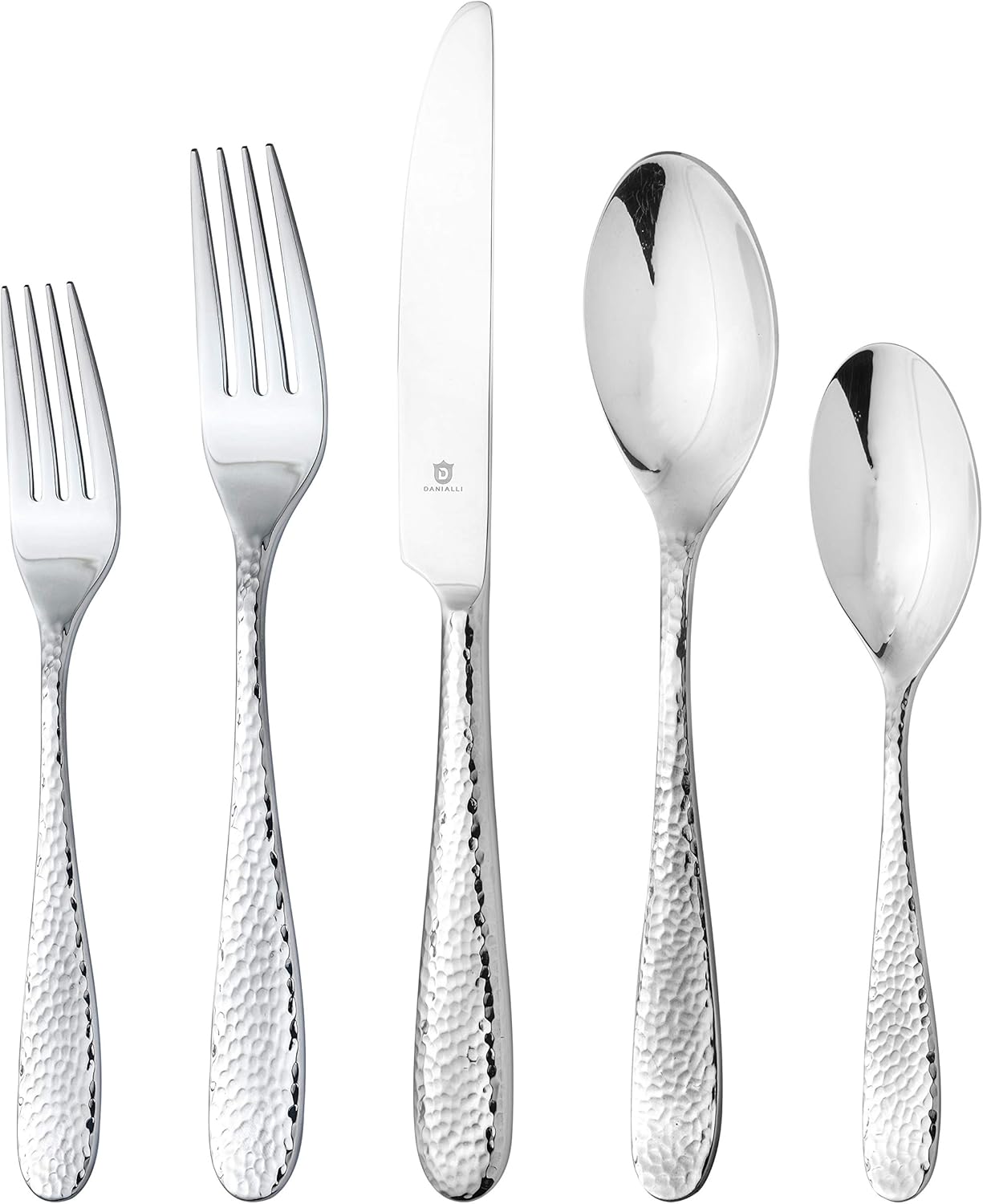 Hammered Silverware Set | Premium 18/10 Stainless Steel Flatware Service for 4 | Heavy-Duty & Dishwasher Safe | Built to Last (20-Piece, Fidenza Hammered)