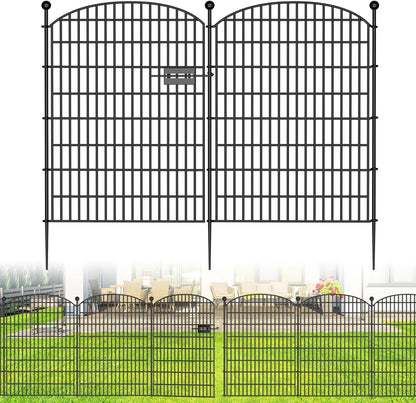 20 Panels No Dig Decorative Garden Fence with Gate - 40 in (H) x 47.2 ft (L) 19 Panels + 1 Gate, Dog Fence Outdoor for Yard, Rustproof Metal Animal Barrier Ground Stakes Fencing for Garden