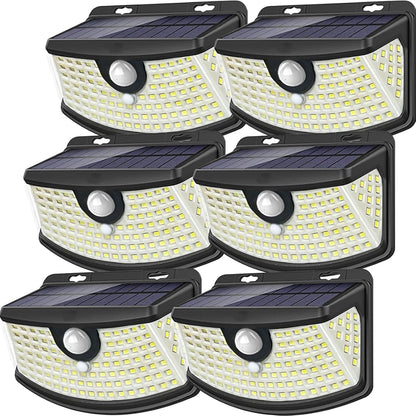 Aootek New Solar Motion Sensor Lights 120 LEDs with Lights Reflector,270° Wide Angle, IP65 Waterproof, Step Lights for Front Door, Yard, Garage, Deck (Front Button 6-Pack)