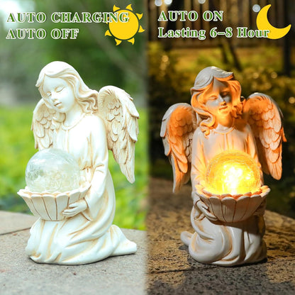 Angel Statue Outdoor Decor, Angel Gardening Gifts with Solar LED Lights