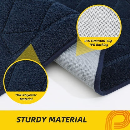 JSEI Dirt Trapper Door Mat 24"x36", Non-Slip Washable Entryway Mats, Dog Door Mat, Stain Resistant and Absorbent Floor Mats, Low Profile Welcome Mat for Front Back Door, Navy Blue