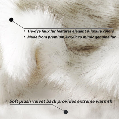 BATTILO HOME Luxury Ivory White Faux Fur Throw Blanket for Bed, Extra Large Super Soft Fluffy Cozy Fall Thick Warm Fox Fur Throw Blankets for Couch, Bed Reversible to Plush Velvet (60"x80")