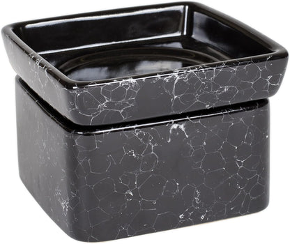 Black Ceramic Stoneware Electric 2-in-1 Tart Wax Oil Candle Warmer (1, Black Marble)