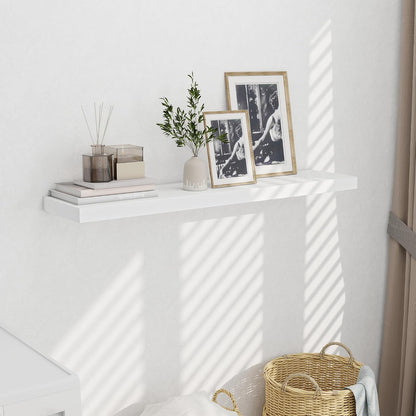 Fun Memories 10 Inch Deep Shelves, Floating Shelves for Wall 48 Inches Long, Wood Floating Shelves for Wall, Large Storage Shelves Wall Mount for Living Room Bedroom, White, Set of 1