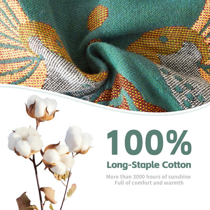 Woven Throw Blanket Cotton Cozy and Soft King Size Blanket Two Side Available Large Bed Blankets All Season Blanket for Couch Bedding (90"x98",01-Cute Bird)