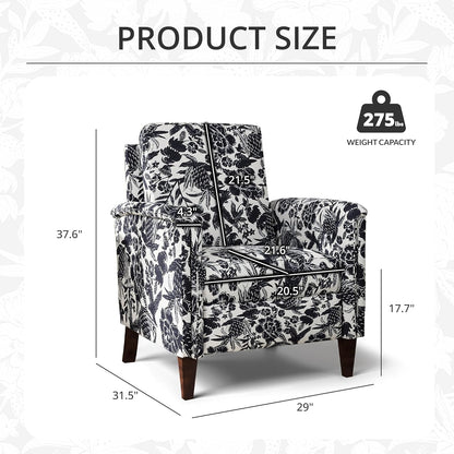 Floral Accent Chair Set of 2, High Back Upholstered Armchair with Solid Wooden Legs, Padded Armrest and Removable Comfortable Cushioned Seat Single Sofa for Living Room, Bedroom, Black