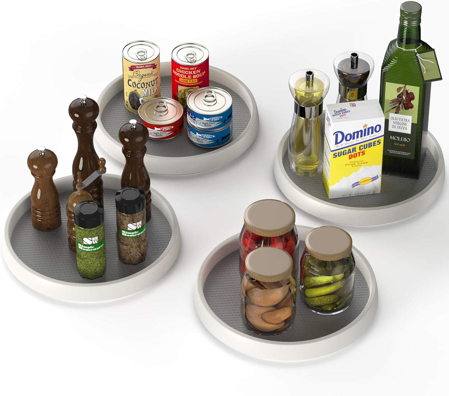 Simple Houseware 10-Inch Lazy Susan Spice Organizer Rotating Tray, 4-Pack