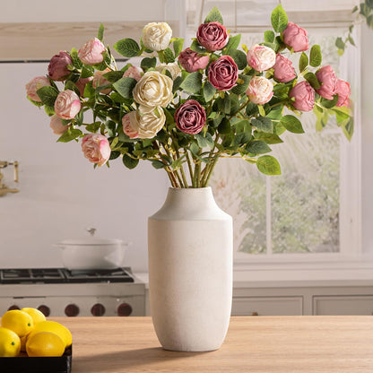 Mitt&Ditt Ceramic Flower Vase, 12.5 inch Tall Off-White Vase, Large Decorative Terracotta Vases, Farmhouse Rustic Pottery Vases for Home Decor, Living Room, Table