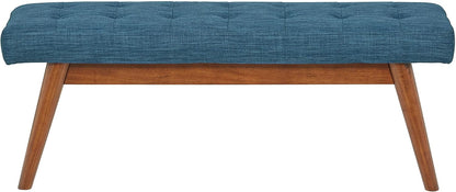 Amazon Basics Modern Haraden Upholstered Button-Tufted Bench, Blue, 16 x 44 x 17 in (Previously Rivet brand)