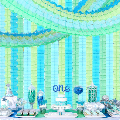 Blue-Green Party-Decorations Streamers Garland - 157Ft Four-Leaf Clover Hanging Banner, Jungle Theme Party Supplies Spring Summer Birthday Baby Bridal Shower Decor Hugtmr