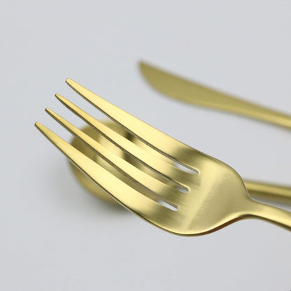 5-Pieces Luxury Gold 18/10 Stainless Steel Flatware Set, Matte Finish, Service for 1