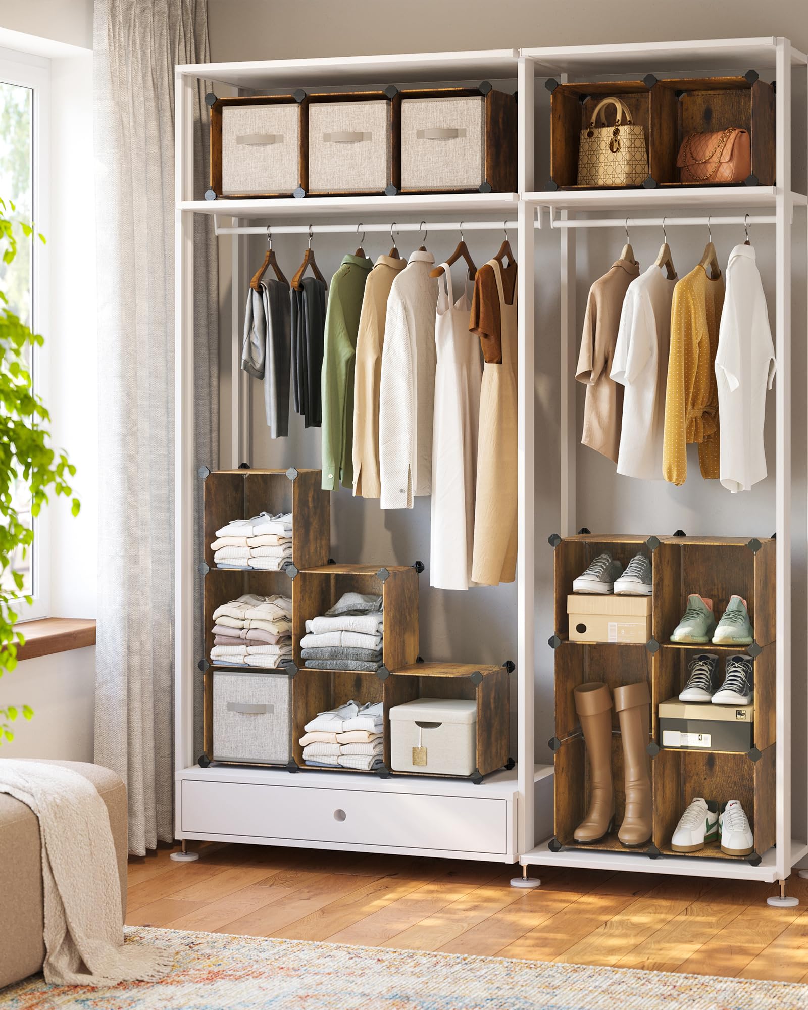 SONGMICS Cube Storage Organizer, Set of 16 Plastic Cubes, Closet Organizers and Storage, Room