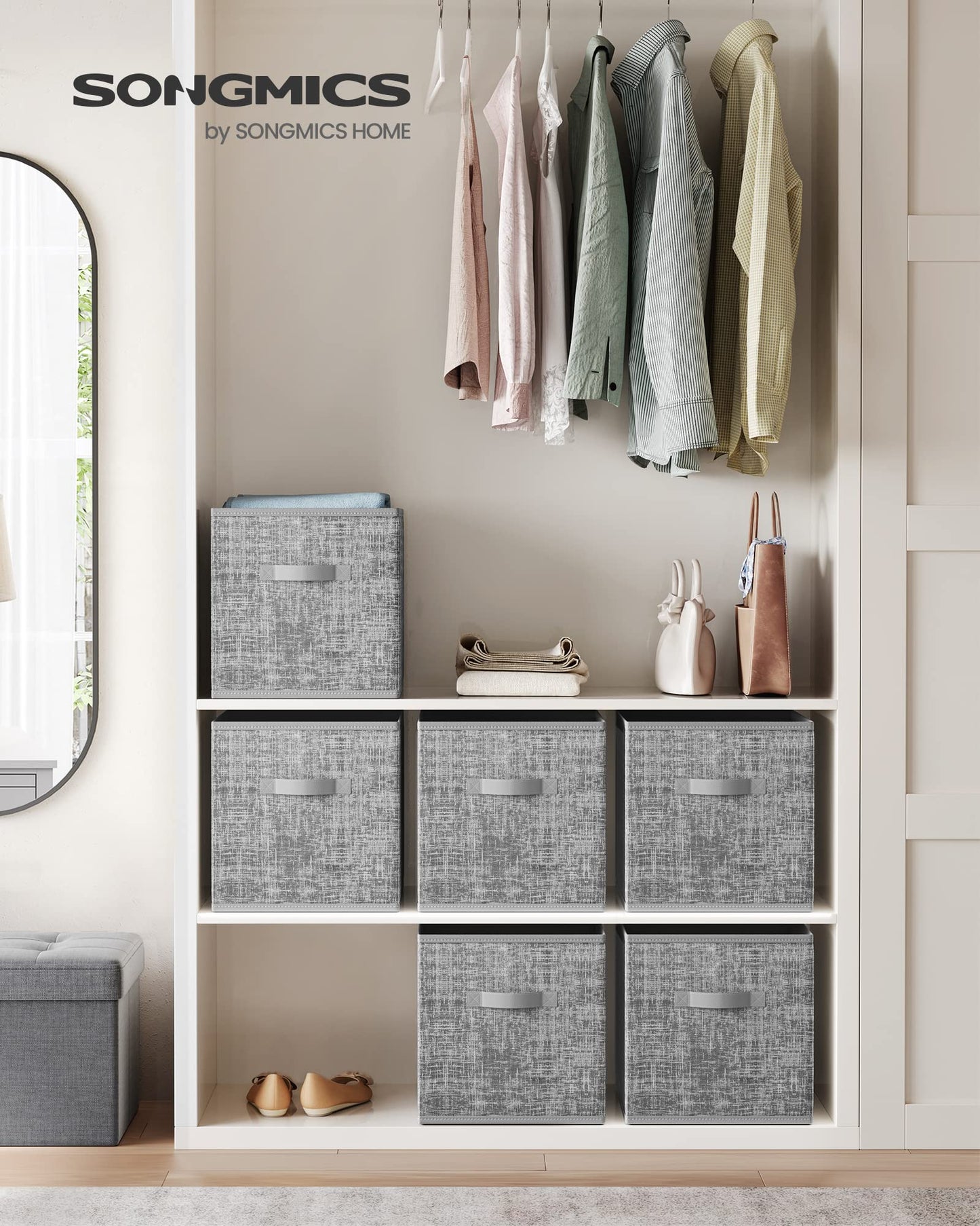 SONGMICS Storage Cubes, Set of 6, 13-Inch Foldable Closet Organizers