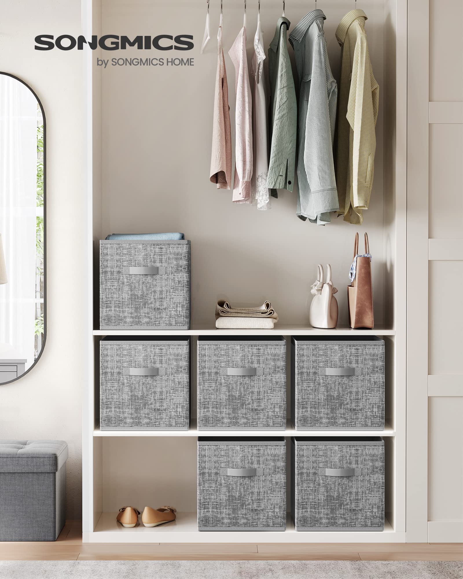 SONGMICS Storage Cubes, Set of 6, 13-Inch Foldable Closet Organizers