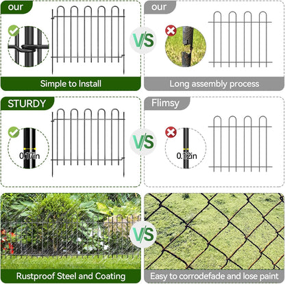 12 Panels Decorative Garden Fence, 17ft X 20in Rustproof Metal Animal Barrier Fence, No Dig Fence Garden Fence, Arched Flower Bed Edging Ornamental Wire Border Fencing for Outdoor Yard, Patio Deco