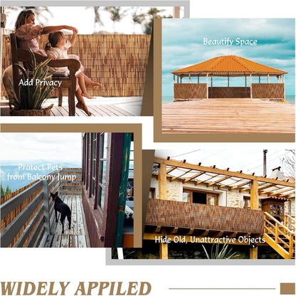 Natural Reed Fencing Rolls,2PACK 4.6FT X 16.4FT Reed Screen Curtain Fence Covering Privacy Bamboo for Outdoor Backyard Patio（Brown）