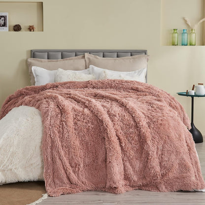 GONAAP Fuzzy Faux Fur Throw Blanket Pink Super Soft Cozy Plush Fuzzy Shaggy Blanket for Couch Sofa Bed (Pink, Throw(40"x50"))