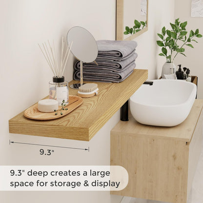 Fun Memories Rustic Wood Floating Shelves for Wall, 36 x 9 Wall Shelves Set of 2, Deep Floating Shelf for Kitchen, Living Room Storage & Display, Rustic Deep Bookshelf, Oak Color